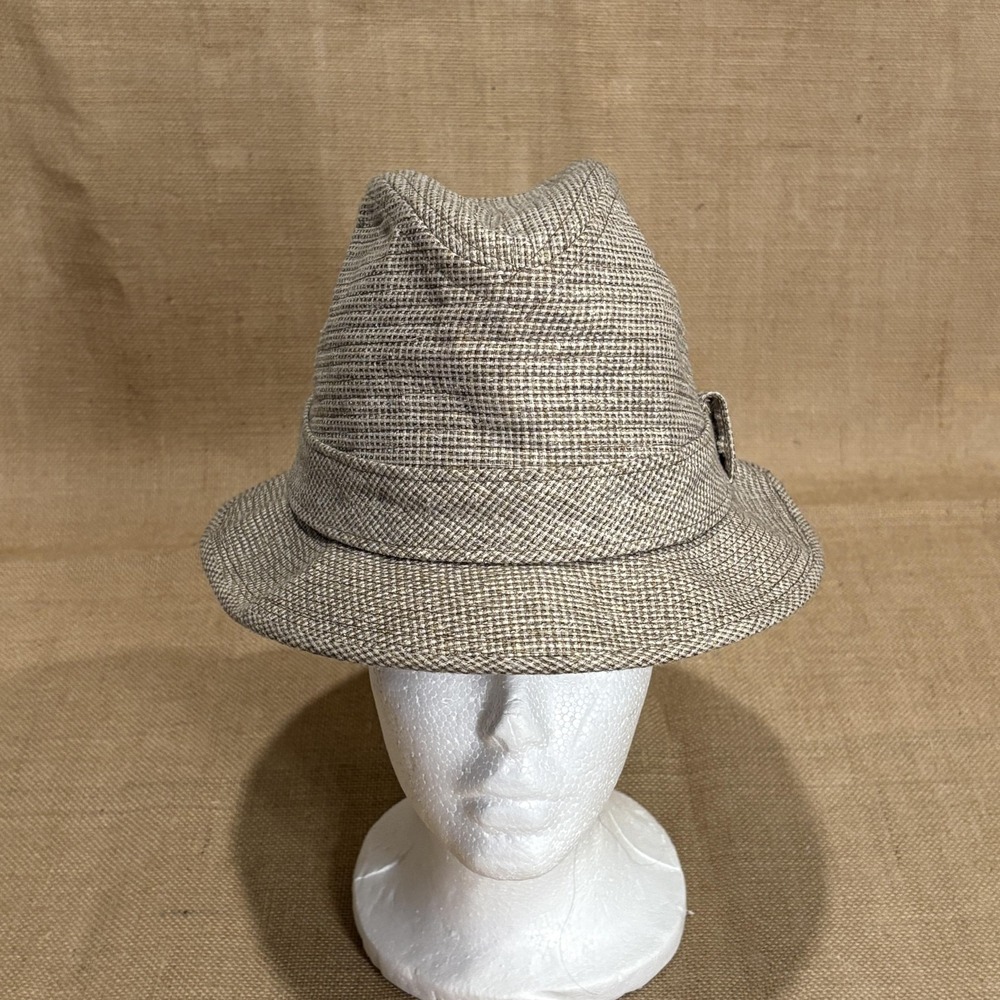 Dobbs Fifth Avenue Hat Mens 7 1/4 Tan Tweed Fedora Union Made NY Vintage Trilby